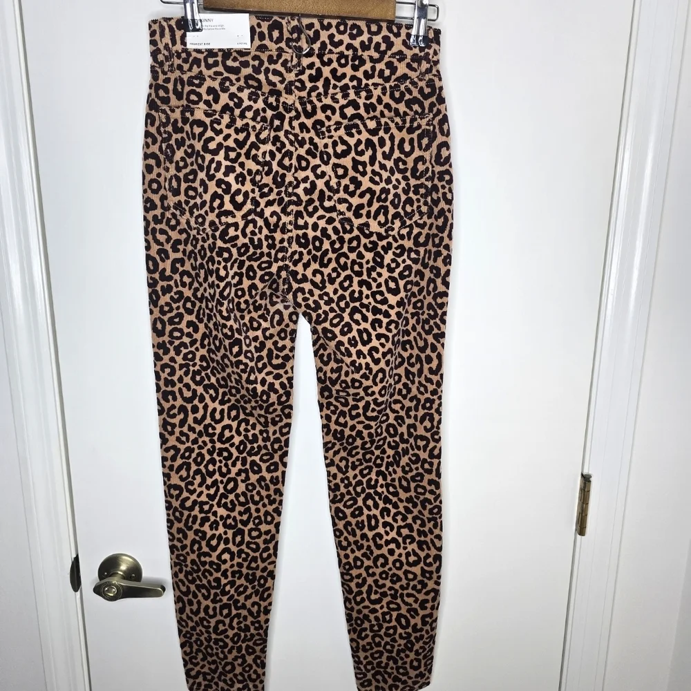 Ann Taylor Leopard Print Corduroy Skinny Pants Highest Rise NWT 2 Petite
